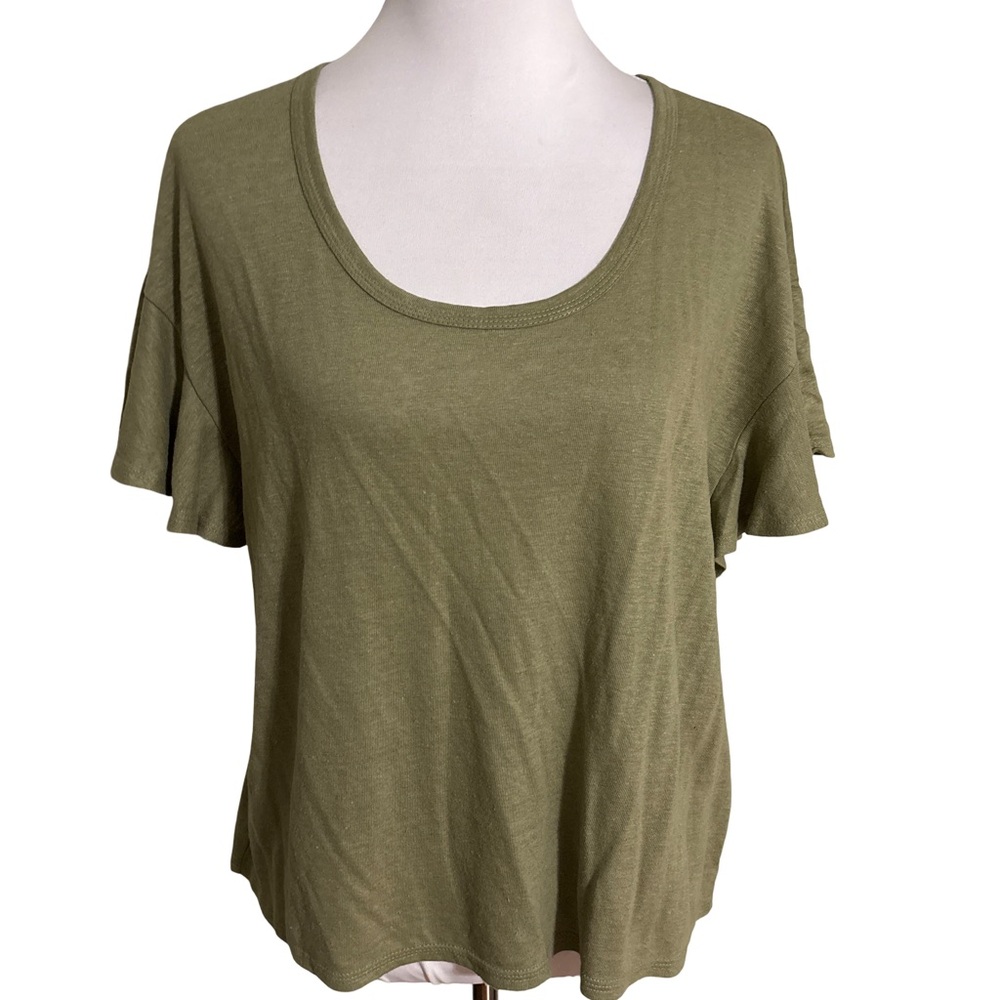 Old Navy Sage Green Linen Short Sleeve Tee